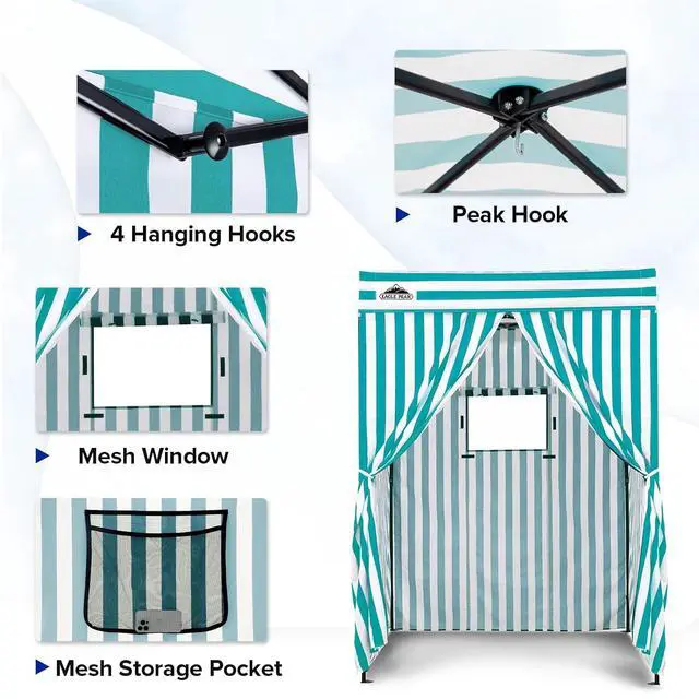 Alt view image 2 of 7 - 4x4 Pop Up Changing Tent, Flat Top Changing Room, White/Light Blue