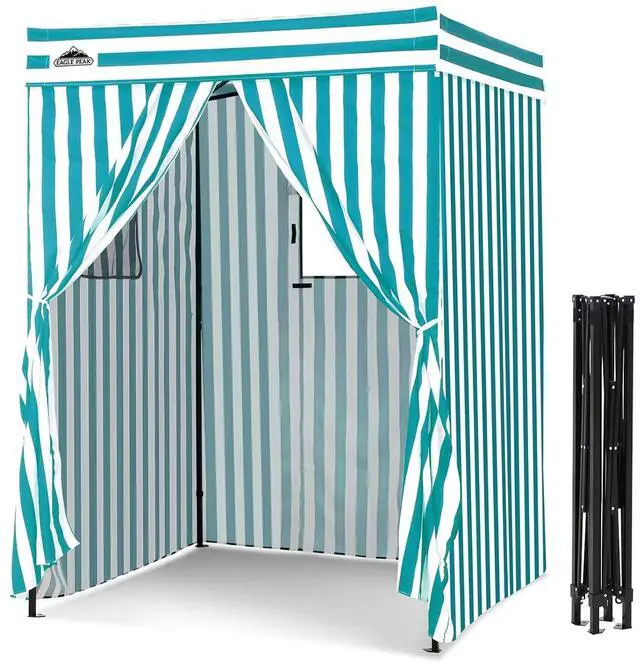 Main image of 4x4 Pop Up Changing Tent, Flat Top Changing Room, White/Light Blue