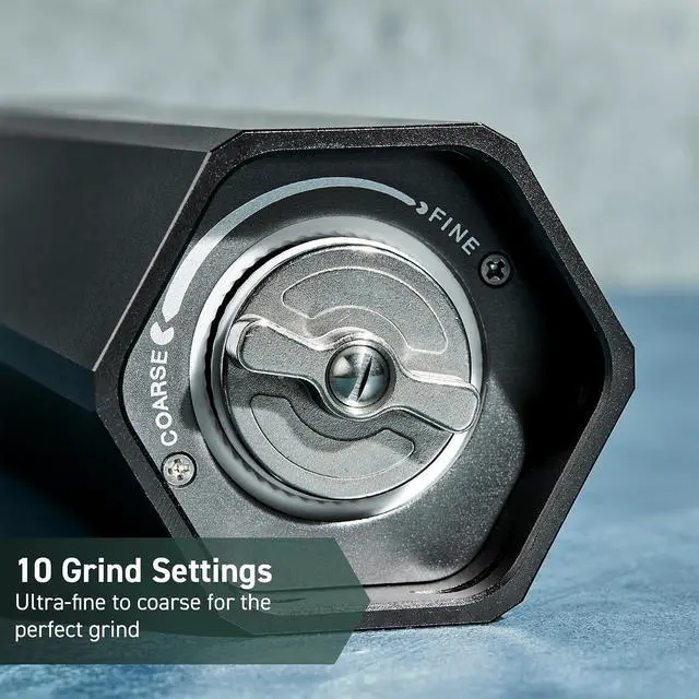 Alt view image 3 of 7 - HexMill Salt Grinder, Professional Grade Heavy-Duty, Refillable, Aluminum Gunmetal Gray, Adjustable Ten Grind Settings