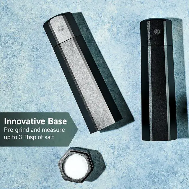Alt view image 5 of 7 - HexMill Salt Grinder, Professional Grade Heavy-Duty, Refillable, Aluminum Gunmetal Gray, Adjustable Ten Grind Settings