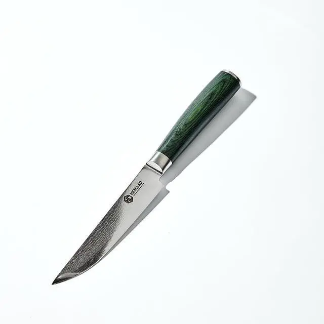 Alt view image 2 of 7 - Green Steak Knife Set, 4-Pieces Damascus Stainless Steel Blades, Full Tang Construction, Pakkawood Handles