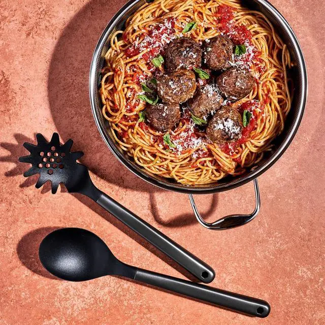 Alt view image 6 of 7 - HexClad 9-Piece Kitchen Utensil Set, 9 Stainless Steel & Silicone Tools with a Fingerprint-Resistant Metallic Finish, Heat-Resistant to 450°F, Dishwasher-Safe, Includes Non-Slip Ceramic Crock Holder