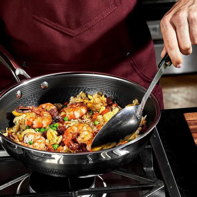 Alt view image 7 of 7 - 10 Inch Hybrid Nonstick Wok, Stay-Cool Handle, Dishwasher and Oven Safe, Compatible with All Cooktops, Induction Ready