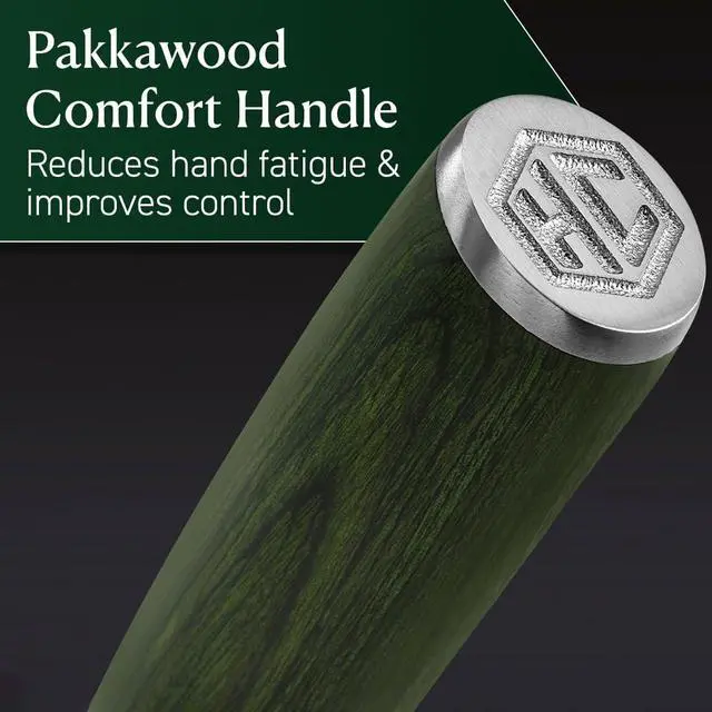 Alt view image 6 of 7 - Green Steak Knife Set, 4-Pieces Damascus Stainless Steel Blades, Full Tang Construction, Pakkawood Handles