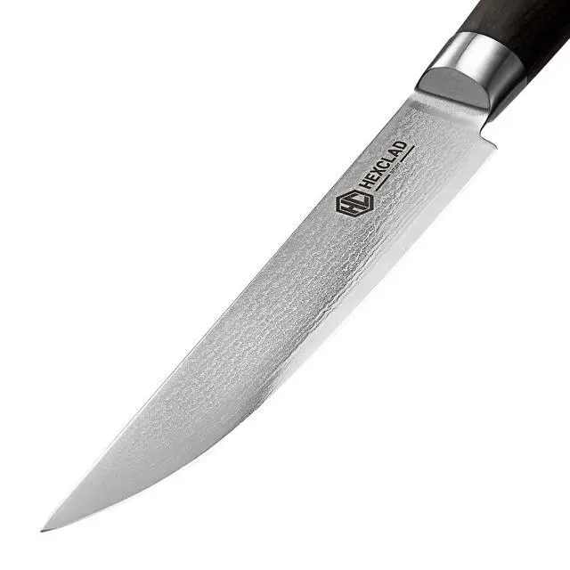 Alt view image 3 of 5 - 4 Piece Damascus Stainless Steel Blade Espresso Steak Knife Set, Full Tang Construction, Pakkawood Handles