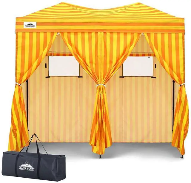 Main image of Outdoor Pop Up Changing Room 8x4 ft, 2-Room Portable Privacy Shelter for Beach, Pool, Photoshoots or Dressing Room, Yellow/Orange