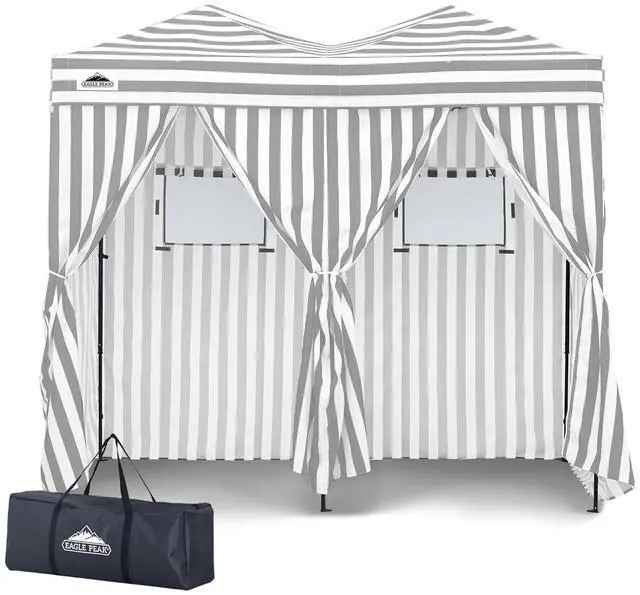 Main image of Outdoor Pop Up Changing Room 8x4 ft, 2-Room Portable Privacy Shelter for Beach, Pool, Photoshoots or Dressing Room, Gray/White