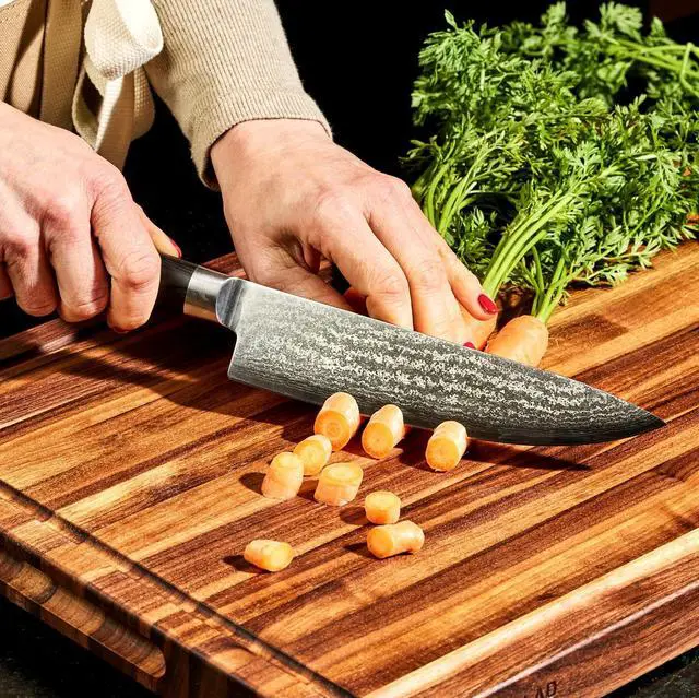 Alt view image 4 of 7 - Espresso 6 Piece Japanese Damascus Stainless Steel Blade Essential Knife Set, Full Tang Construction, Pakkawood Handle