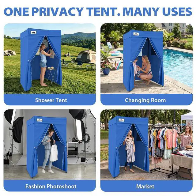 Alt view image 7 of 7 - 4x4 Pop Up Changing Tent, Flat Top Changing Room, Blue | Portable, Privacy Tent, Pool Cabana, Dressing Room, Shower & Toilet Use, Opaque Fabric, Instant Setup, Photoshoots, Camping