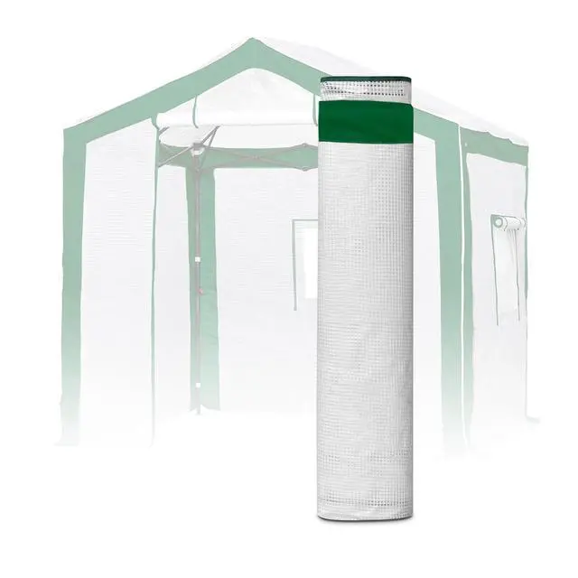 Main image of Replacement Cover for 8x6 Portable Pop up Greenhouse with Polyester Reinforced Corners, Front Roll-Up Zipper Entry Door and 3 Large Roll-Up Side Windows (Frame Not Included), Green/White