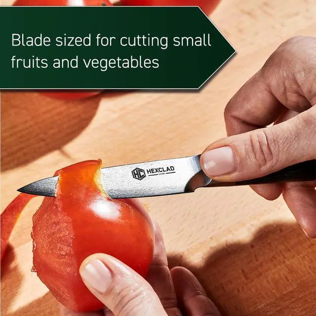 Alt view image 6 of 7 - 3.5 Inch Japanese Damascus Stainless Steel Pairing Knife, Full Tang Construction, Pakkawood Handle