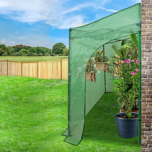 Alt view image 5 of 6 - Replacement Cover for 10x5 Portable Lean-to Greenhouse, 2 Roll-Up Zipper Entry Doors and 1 Large Roll-Up Side Window (Frame Not Included), Green