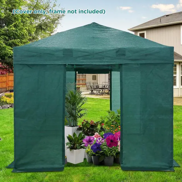 Alt view image 5 of 7 - Replacement Mesh Cover for 12x8 Portable Walk-in Pop up Greenhouse, Front and Rear Zippered Entry Doors (Frame Not Included), Green