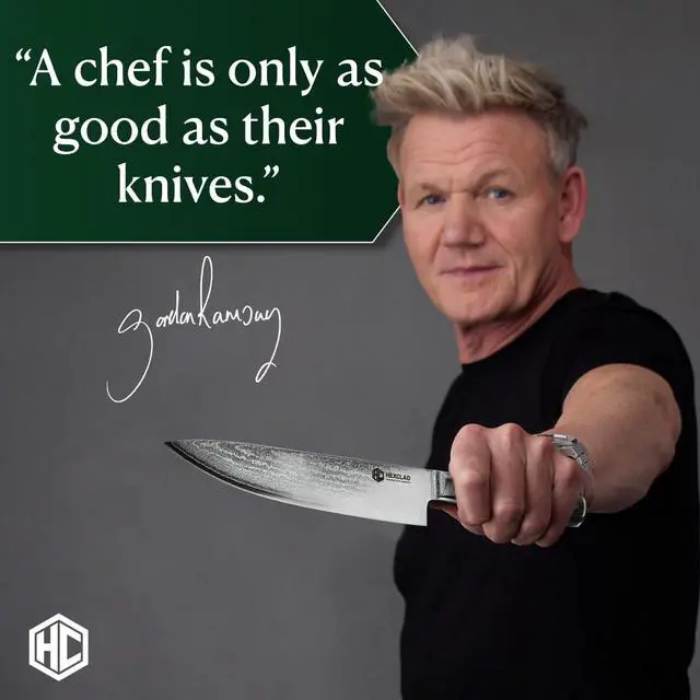 Alt view image 3 of 6 - HexClad Green 7 Piece Japanese Damascus Stainless Steel Blade Essential Knife Set with Magnetic Knife Block, Full Tang Construction, Pakkawood Handle