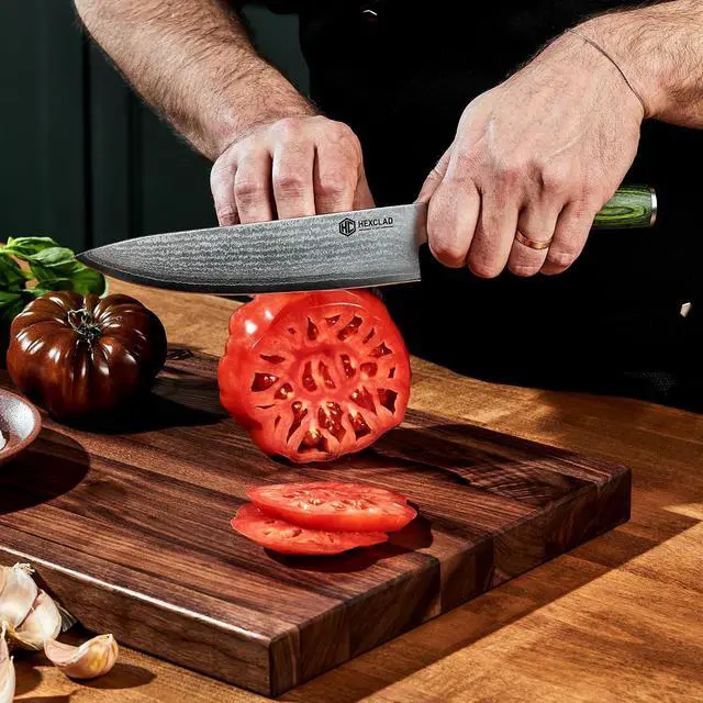 Alt view image 2 of 6 - 8 Inch Japanese Damascus Stainless Steel Chefs Knife, Full Tang Construction, Pakkawood Handle