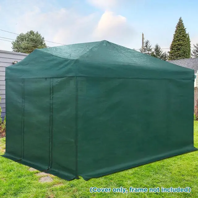 Alt view image 7 of 7 - Replacement Mesh Cover for 12x8 Portable Walk-in Pop up Greenhouse, Front and Rear Zippered Entry Doors (Frame Not Included), Green
