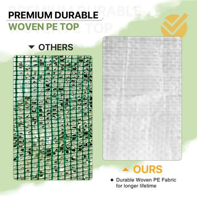 Alt view image 4 of 7 - Woven Replacement Cover for 8x6 Portable Walk-in Pop up Greenhouse, Front and Rear Roll-Up Zipper Entry Doors and 4 Roll-Up Side Windows (Frame Not Included), White