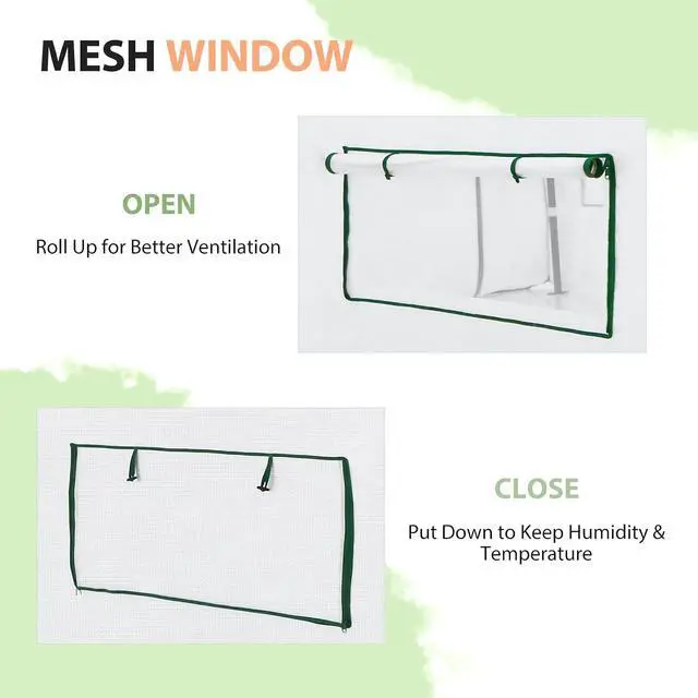 Alt view image 6 of 7 - Woven Replacement Cover for 8x6 Portable Walk-in Pop up Greenhouse, Front and Rear Roll-Up Zipper Entry Doors and 4 Roll-Up Side Windows (Frame Not Included), White