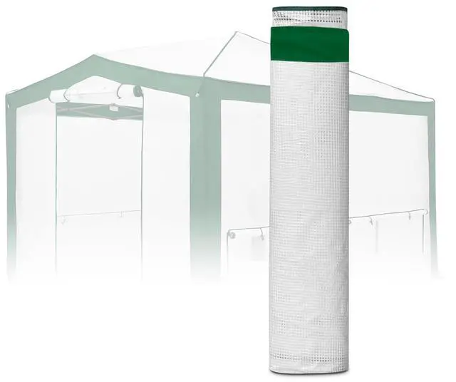 Main image of Replacement Cover for 12x8 Pop up Greenhouse with Polyester Reinforced Corners, Front and Rear Roll-Up Zipper Entry Doors and 4 Roll-Up Side Windows (Frame Not Included), Green/White
