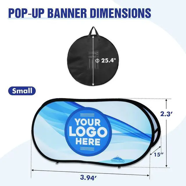 Alt view image 3 of 7 - Custom A Frame Pop Up Banner Display, Double Sided Pop Out Advertising Sign for Promotional Events, Trade Shows, Sports, Add Your Business Logo Design or Text, 2.25x4ft Oval
