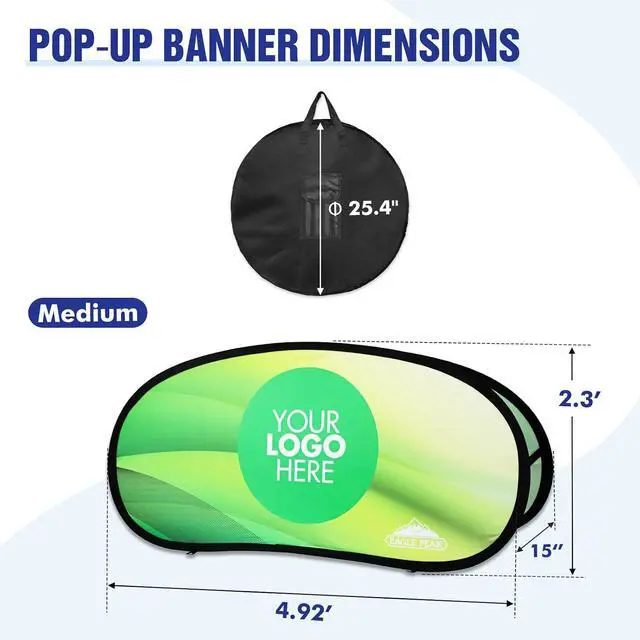Alt view image 3 of 7 - Custom A Frame Pop Up Banner Display, Double Sided Pop Out Advertising Sign for Promotional Events, Trade Shows, Sports, Add Your Business Logo Design or Text, 2.25x5ft Horizontal