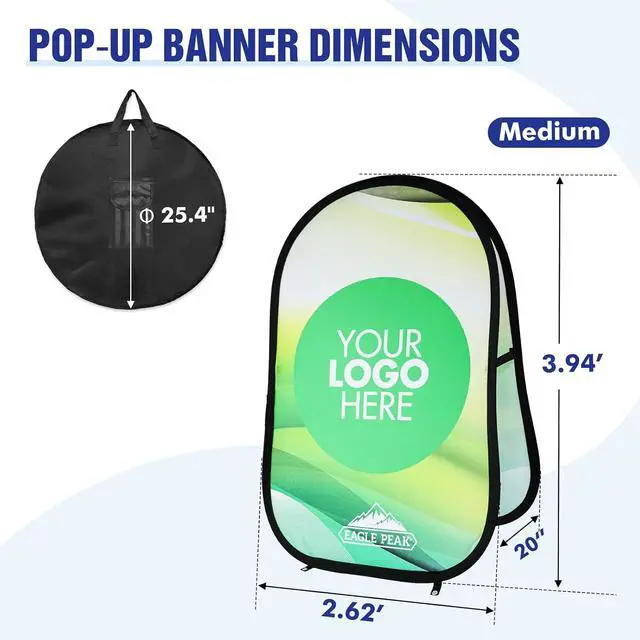 Alt view image 3 of 7 - Custom A Frame Pop Up Banner Display, Double Sided Pop Out Advertising Sign for Promotional Events, Trade Shows, Sports, Add Your Business Logo Design or Text, 2.5x4ft Vertical