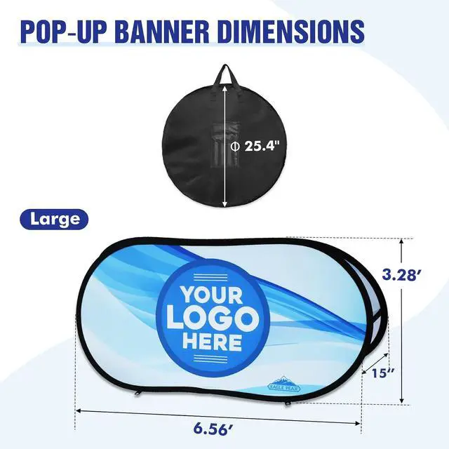 Alt view image 3 of 7 - Custom A Frame Pop Up Banner Display, Double Sided Pop Out Advertising Sign for Promotional Events, Trade Shows, Sports, Add Your Business Logo Design or Text, 3.25x6.5ft Oval