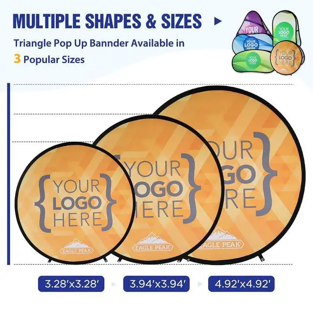 Alt view image 7 of 7 - Custom A Frame Pop Up Banner Display, Double Sided Pop Out Advertising Sign for Promotional Events, Trade Shows, Sports, Add Your Business Logo Design or Text, 4x4ft Circle
