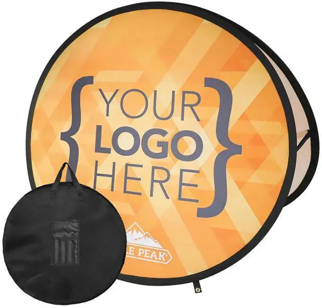 Main image of Custom A Frame Pop Up Banner Display, Double Sided Pop Out Advertising Sign for Promotional Events, Trade Shows, Sports, Add Your Business Logo Design or Text, 4x4ft Circle
