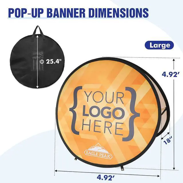 Alt view image 3 of 7 - Custom A Frame Pop Up Banner Display, Double Sided Pop Out Advertising Sign for Promotional Events, Trade Shows, Sports, Add Your Business Logo Design or Text, 5x5ft Circle