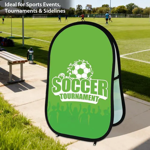 Alt view image 5 of 7 - Custom A Frame Pop Up Banner Display, Double Sided Pop Out Advertising Sign for Promotional Events, Trade Shows, Sports, Add Your Business Logo Design or Text, 3.25x5.5ft Vertical