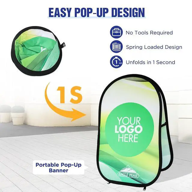 Alt view image 2 of 7 - Custom A Frame Pop Up Banner Display, Double Sided Pop Out Advertising Sign for Promotional Events, Trade Shows, Sports, Add Your Business Logo Design or Text, 3.25x5.5ft Vertical