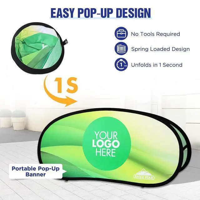 Alt view image 2 of 7 - Custom A Frame Pop Up Banner Display, Double Sided Pop Out Advertising Sign for Promotional Events, Trade Shows, Sports, Add Your Business Logo Design or Text, 3.25x6.5ft Horizontal