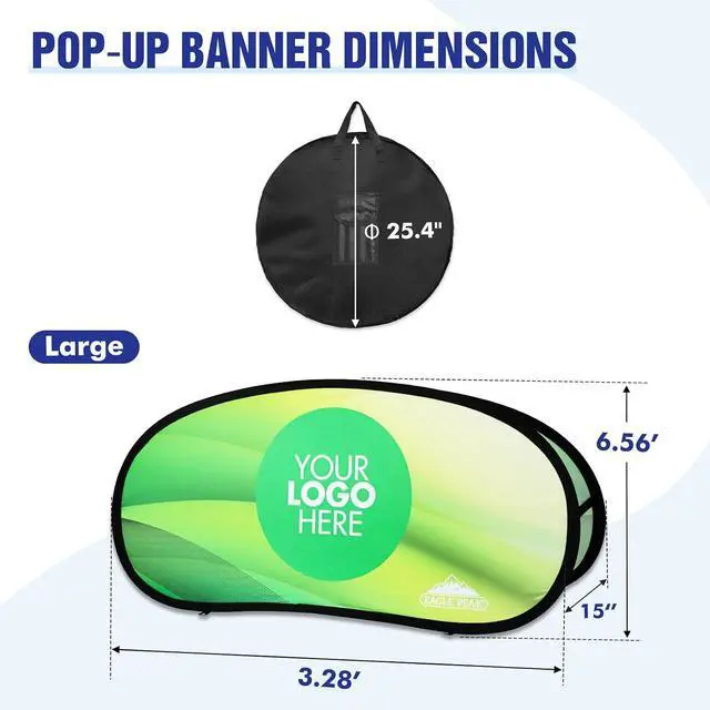 Alt view image 3 of 7 - Custom A Frame Pop Up Banner Display, Double Sided Pop Out Advertising Sign for Promotional Events, Trade Shows, Sports, Add Your Business Logo Design or Text, 3.25x6.5ft Horizontal