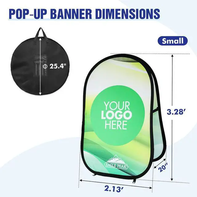 Alt view image 3 of 7 - Custom A Frame Pop Up Banner Display, Double Sided Pop Out Advertising Sign for Promotional Events, Trade Shows, Sports, Add Your Business Logo Design or Text, 2x3.25ft Vertical