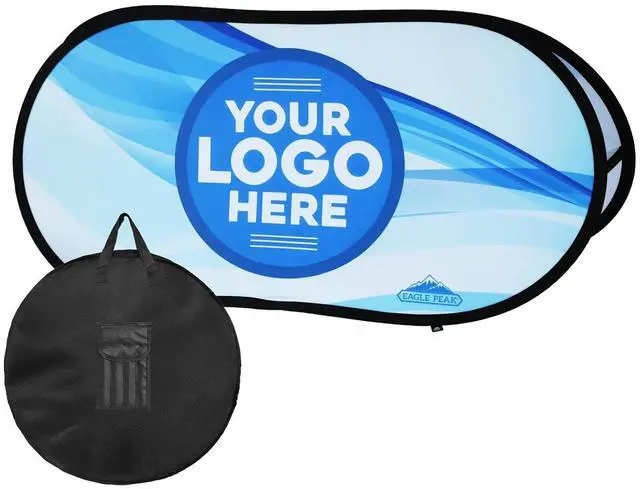 Main image of Custom A Frame Pop Up Banner Display, Double Sided Pop Out Advertising Sign for Promotional Events, Trade Shows, Sports, Add Your Business Logo Design or Text, 2.25x4ft Oval