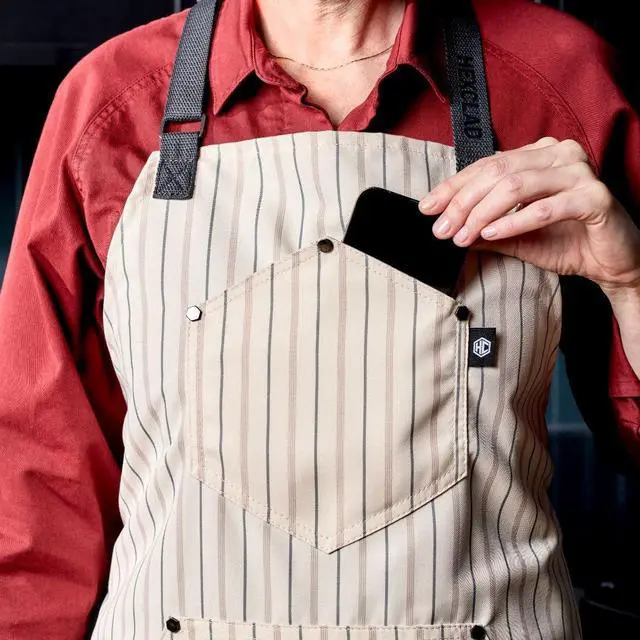 Alt view image 6 of 6 - HexClad Eco Modern Chef Apron for Cooking and Grilling, Professional HexTwill Fabric Aprons with Pockets