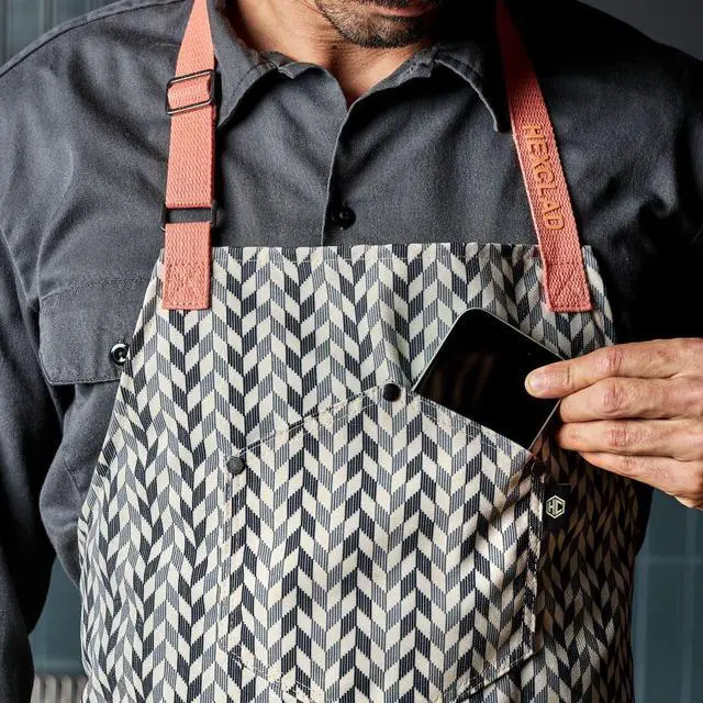 Alt view image 6 of 6 - HexClad Eco Modern Chef Apron for Cooking and Grilling, Professional HexTwill Fabric Aprons with Pockets