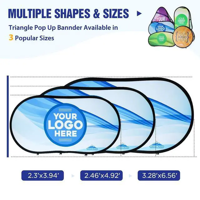 Alt view image 7 of 7 - Custom A Frame Pop Up Banner Display, Double Sided Pop Out Advertising Sign for Promotional Events, Trade Shows, Sports, Add Your Business Logo Design or Text, 2.25x4ft Oval