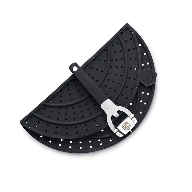 Alt view image 3 of 6 - Grease Splatter Screen for Frying and Searing, Fits 10 and 12-inch Pans, Dishwasher-Safe, Folding Design, Heat-Safe to 480°F, Stay-Cool Locking Handle, Silicone and Stainless Steel