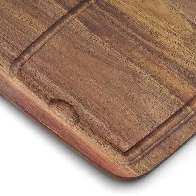 Alt view image 2 of 7 - HexClad 4-Piece Bistecca Wooden Steak Plate Set with Juice Channel for Meats, Stackable Design with Straight Edges and Completely Flat Base, Easy to Clean, Lightweight and Durable