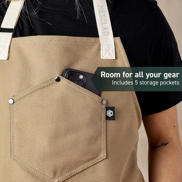 Alt view image 5 of 7 - HexClad Eco Modern Chef Apron for Cooking and Grilling, Professional HexTwill Fabric Aprons with Pockets