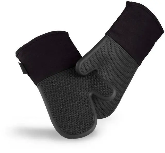 Main image of Silicone Oven Mitt Set, 2-Pack, Heat Resistant to 500ºF, Black