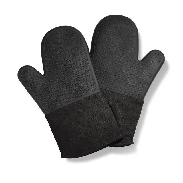 Alt view image 2 of 6 - Silicone Oven Mitt Set, 2-Pack, Heat Resistant to 500ºF, Black