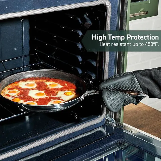 Alt view image 3 of 6 - Silicone Oven Mitt Set, 2-Pack, Heat Resistant to 500ºF, Black
