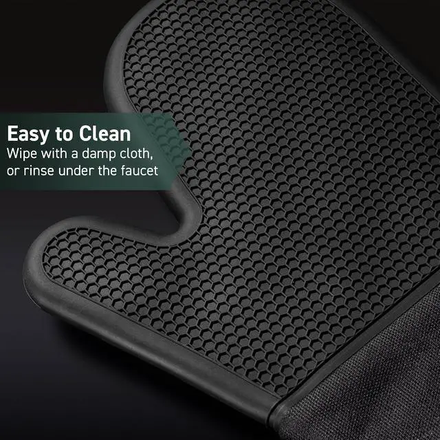 Alt view image 5 of 6 - Silicone Oven Mitt Set, 2-Pack, Heat Resistant to 500ºF, Black