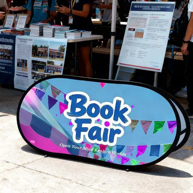 Alt view image 6 of 7 - Custom A Frame Pop Up Banner Display, Double Sided Pop Out Advertising Sign for Promotional Events, Trade Shows, Sports, Add Your Business Logo Design or Text, 2.25x4ft Oval