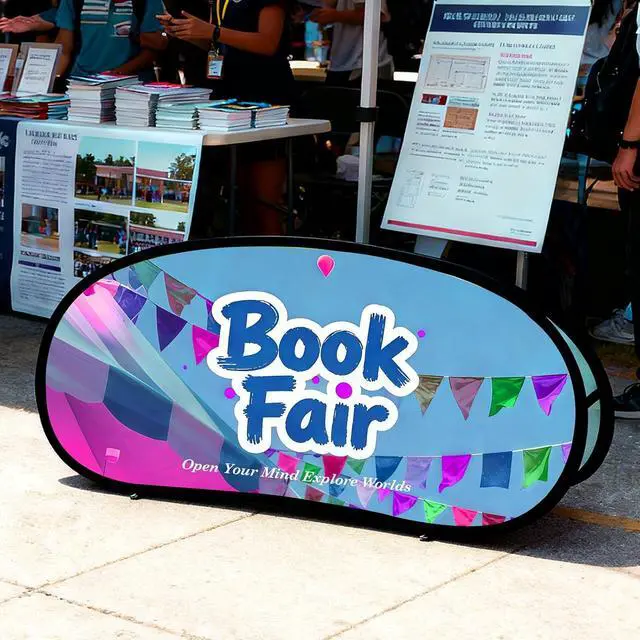 Alt view image 6 of 7 - Custom A Frame Pop Up Banner Display, Double Sided Pop Out Advertising Sign for Promotional Events, Trade Shows, Sports, Add Your Business Logo Design or Text, 3.25x6.5ft Horizontal