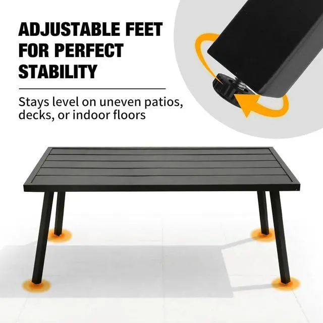 Alt view image 6 of 7 - Patio Coffee Table, Weather-Resistant Outdoor Rectangle Table for Balcony, Porch, Deck, or Garden, Modern Design, 35.4" x 17.7" x 15"
