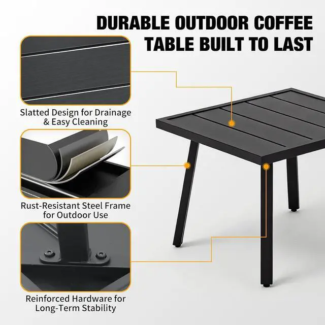 Alt view image 3 of 7 - Small Patio Side Table, Weather-Resistant Outdoor Table for Balcony, Porch, Deck, or Garden, Modern Design, Square, 18" x 18" x 15"